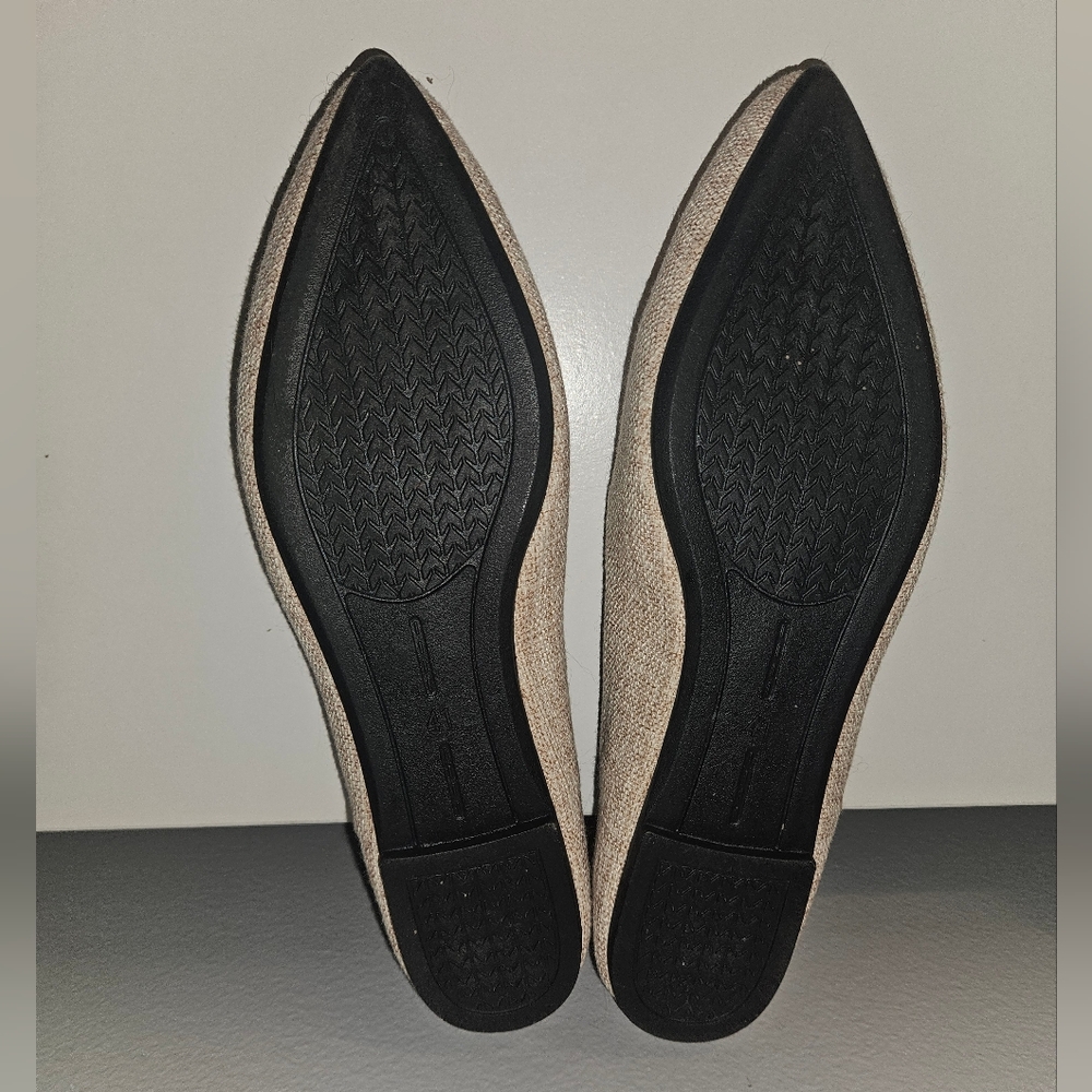 Tan Knit Woven Pointed Toe Flats - Size 9 - Picture 8 of 8